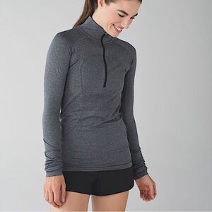 Lululemon Run Swiftly Tech 1/2 Zip Long Sleeve Heathered Black Gray Size 10
